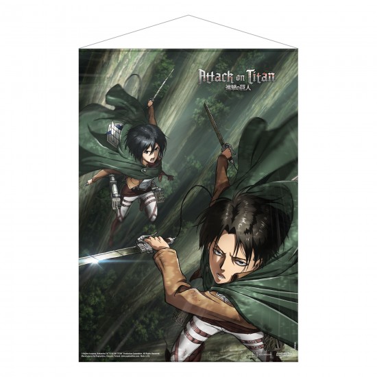 Attack on Titan: Mikasa and Levi Fabric Wall Scroll